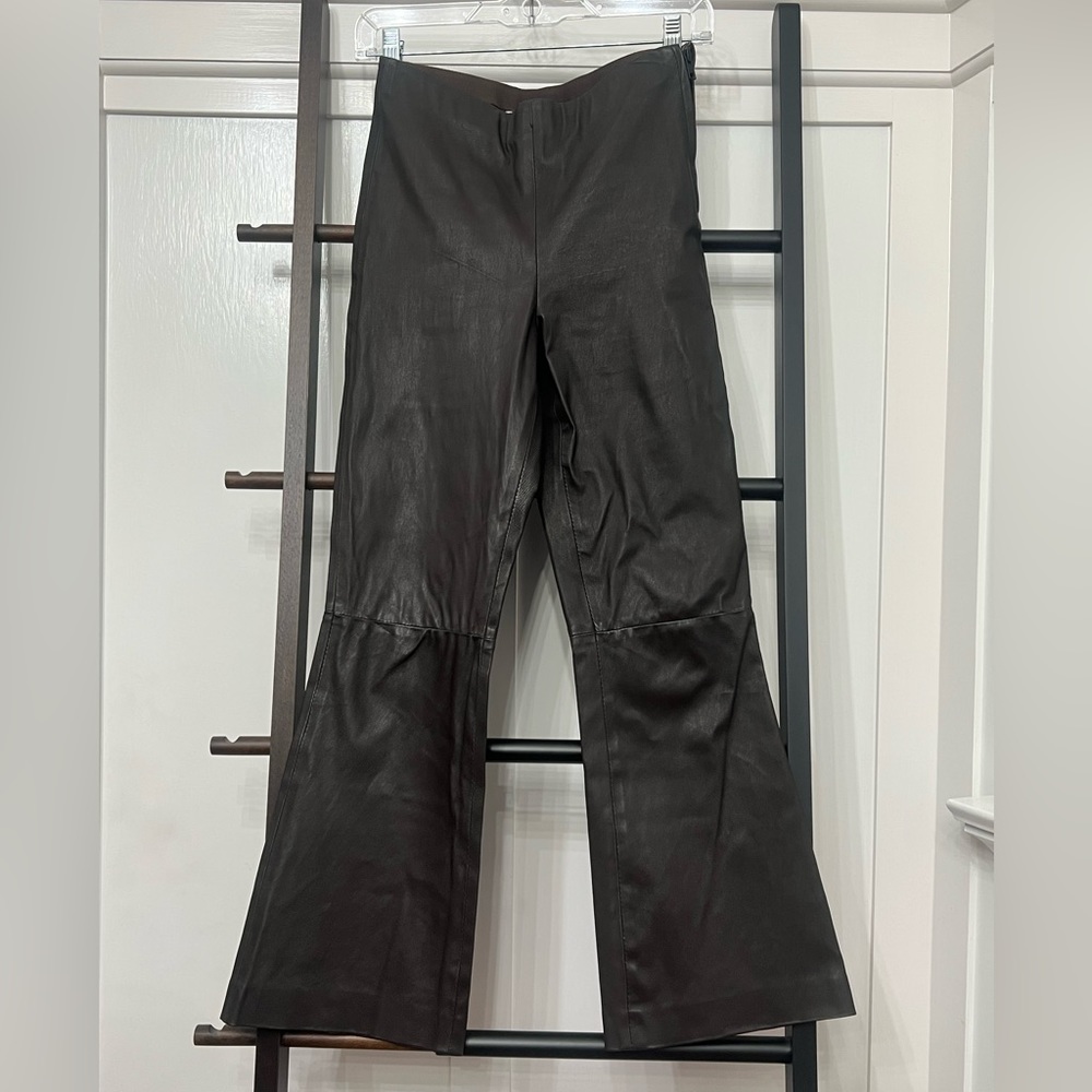 Zara flared leather trouser.